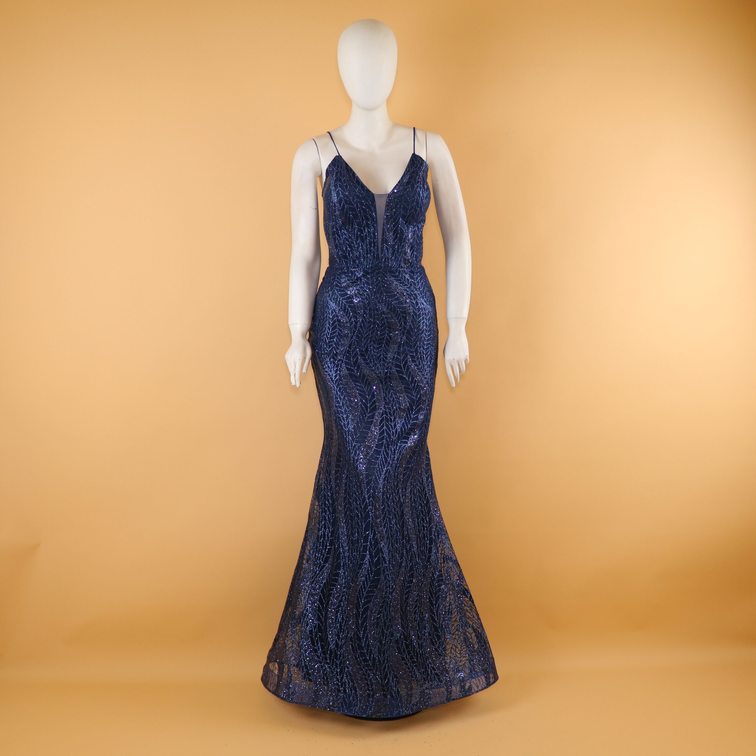 vestido tela glitter corte sirena color azul noche - Ruth