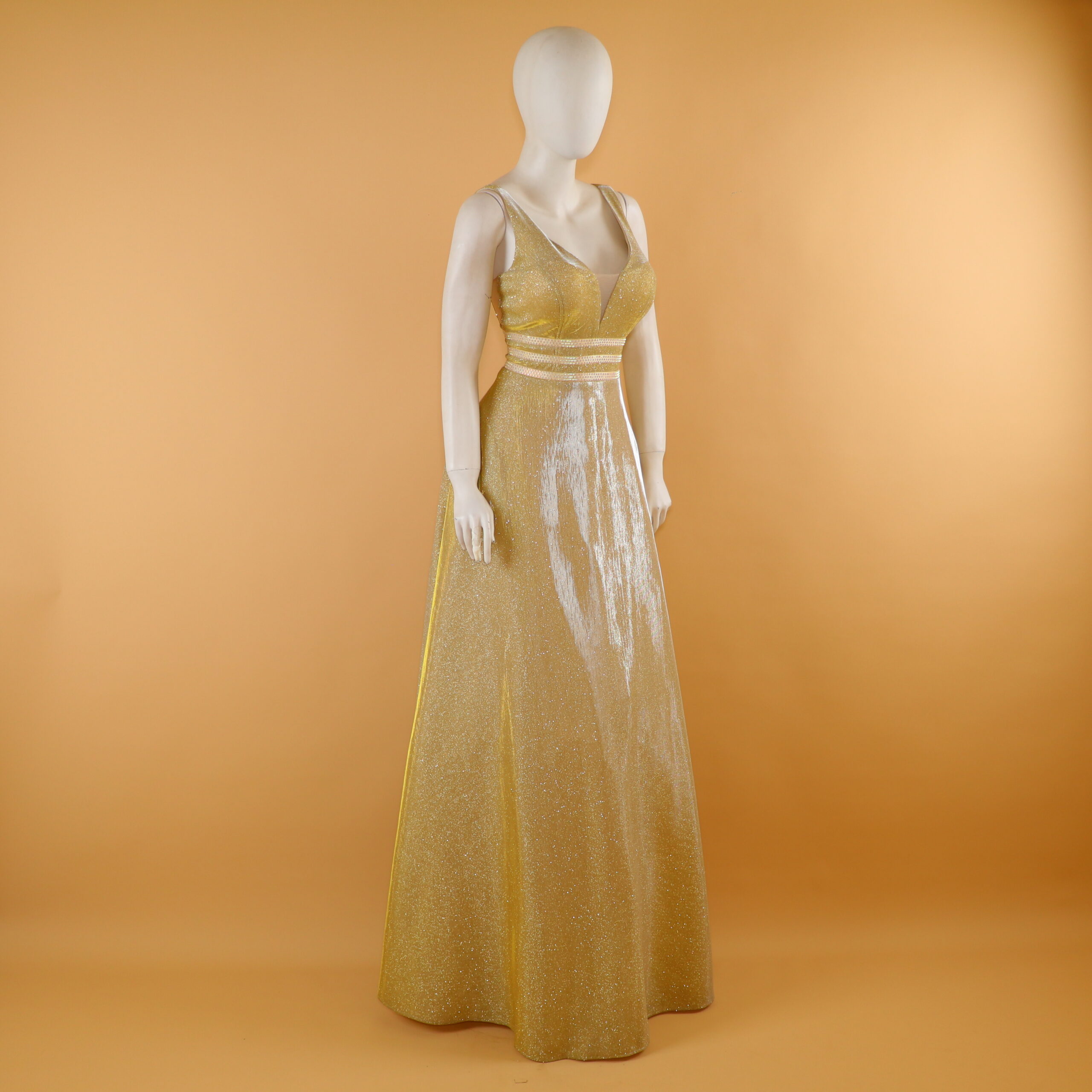 Vestido tela brillo tornazol corte princesa color - Miriam