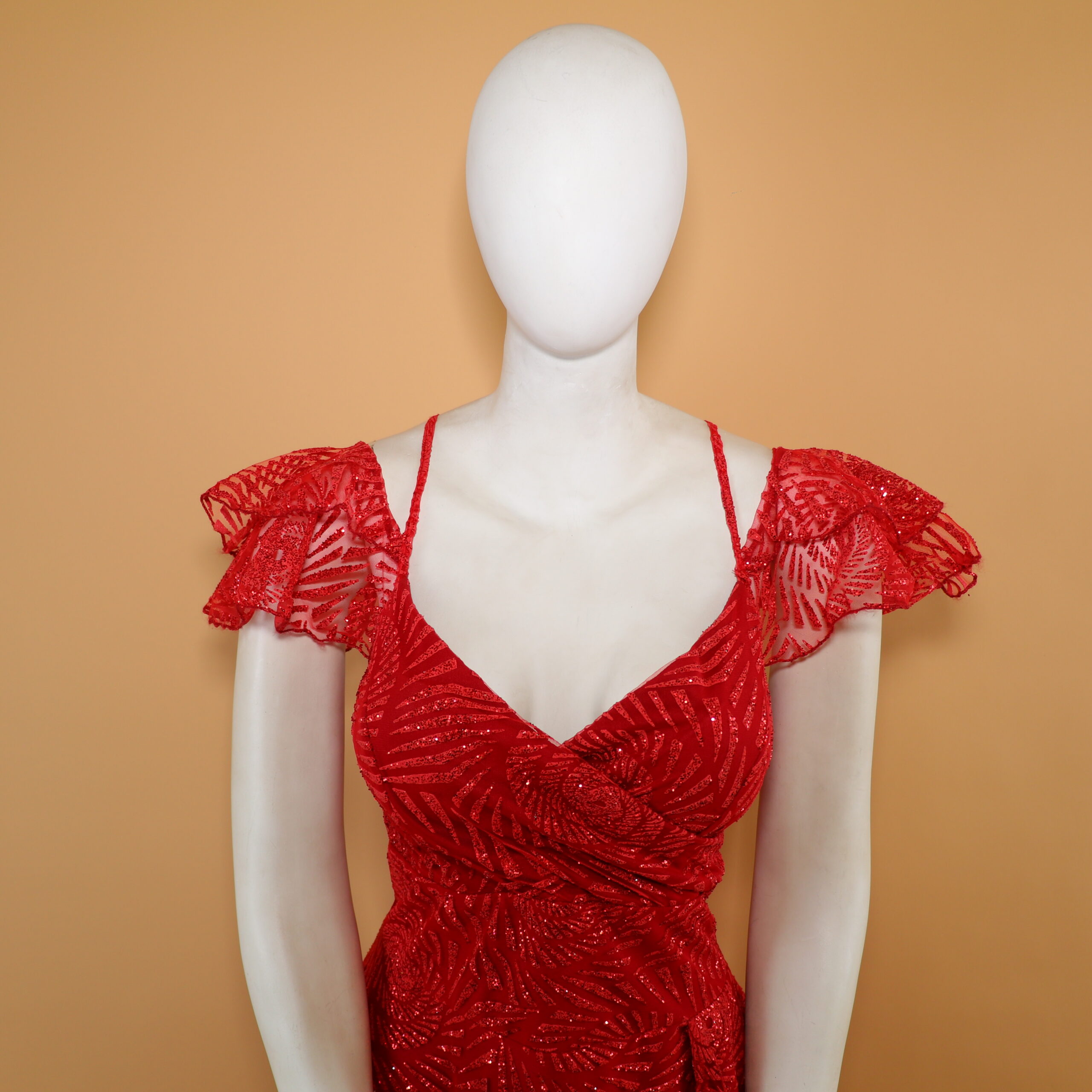 vestido tela glitter escote v cruzado color vino - Joselyn