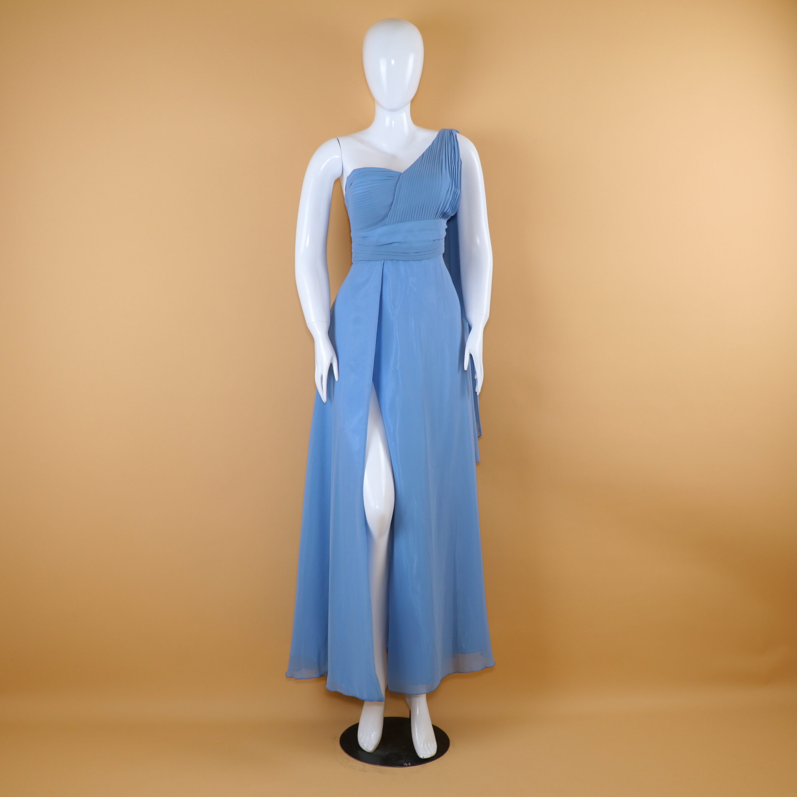 vestido tela gasa importada caida en A color azul acero - Noelia